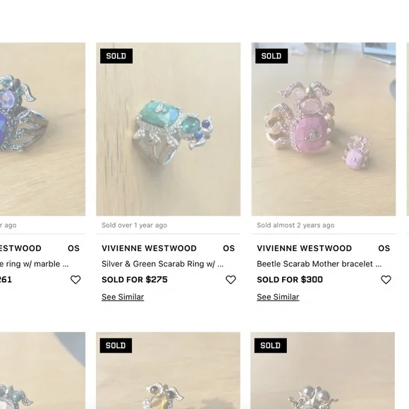 Vivienne Westwood Silver & Green Scarab Ring w/ Stones and Swarovski crystals - Picture 10 of 10